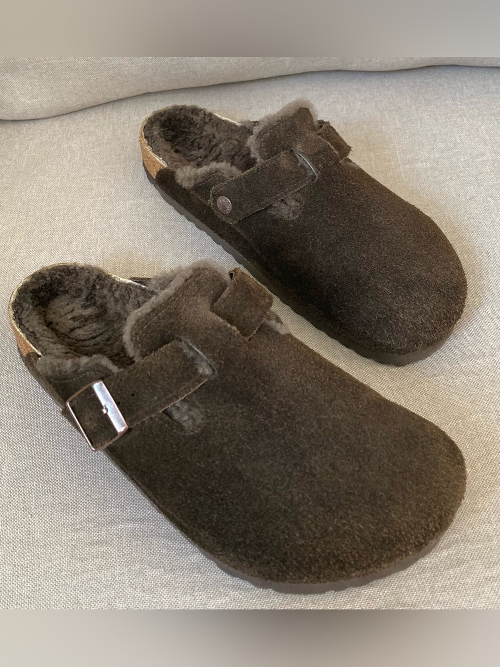 Birkenstock Boston Shearling Clogs Mocha Suede Fur Lined EU 41 US WMN 10 M 8 - Picture 5 of 8